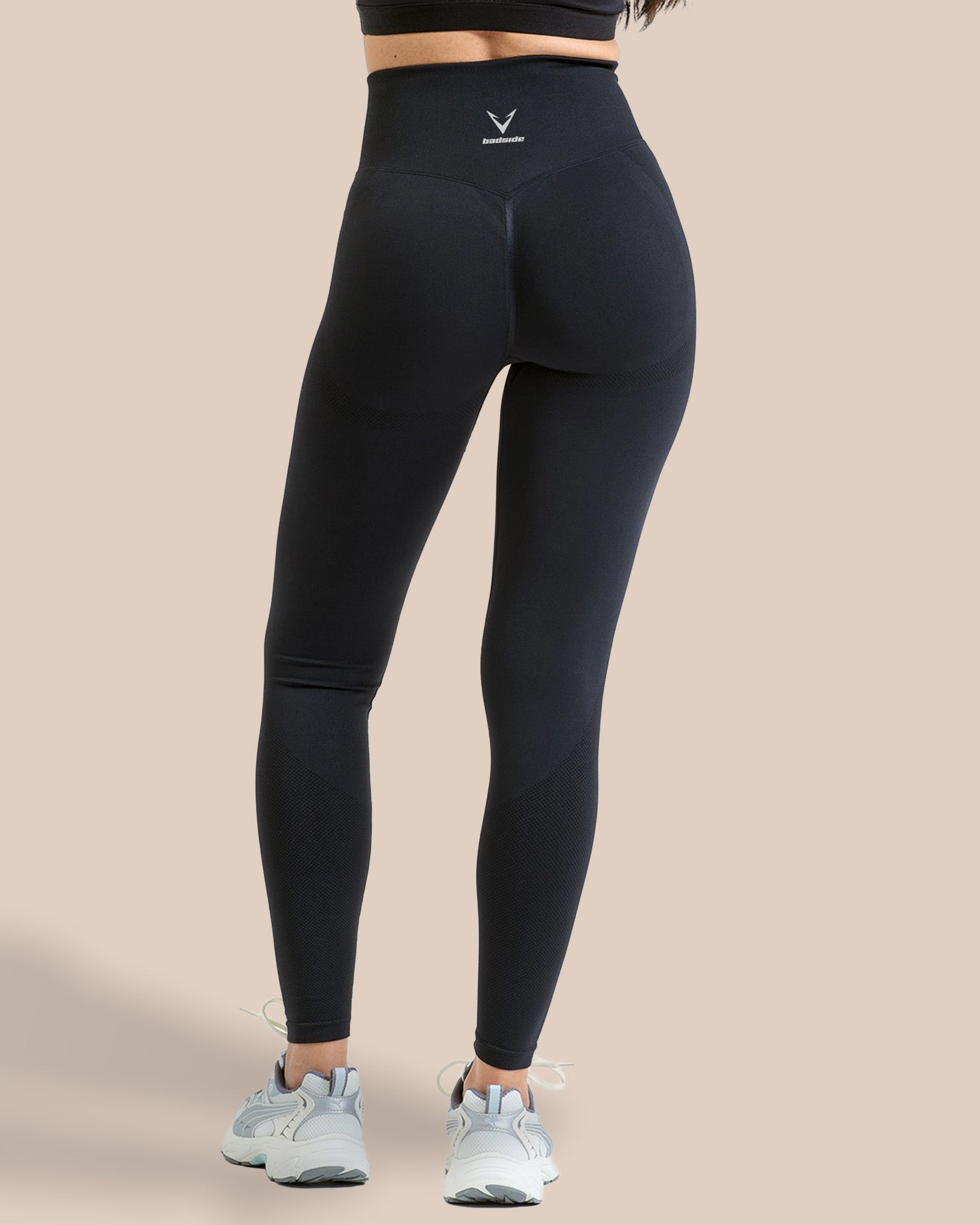 High-Rise Seamless Scrunch Leggings - Black