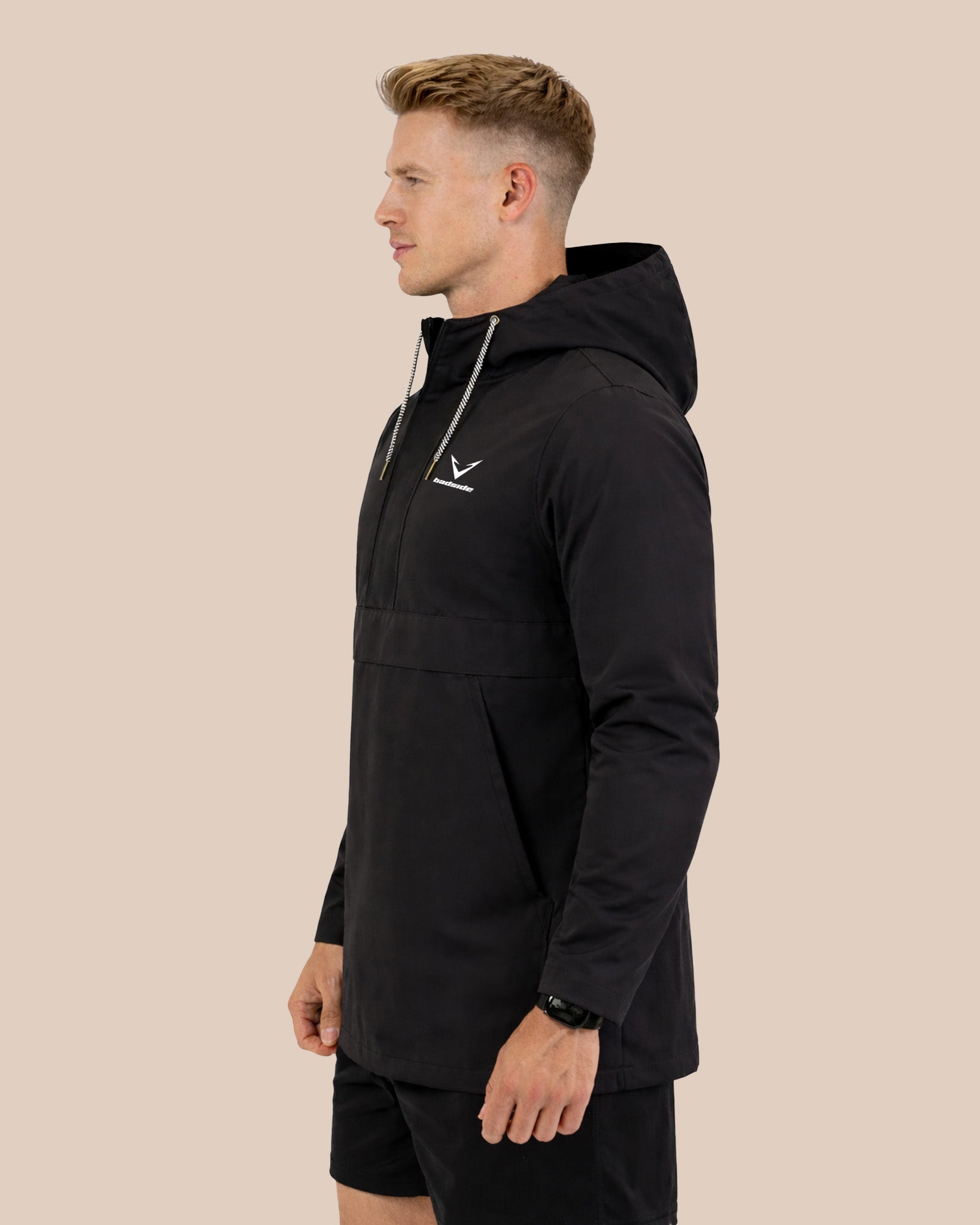 Half-Zip Pullover Jacket - Black